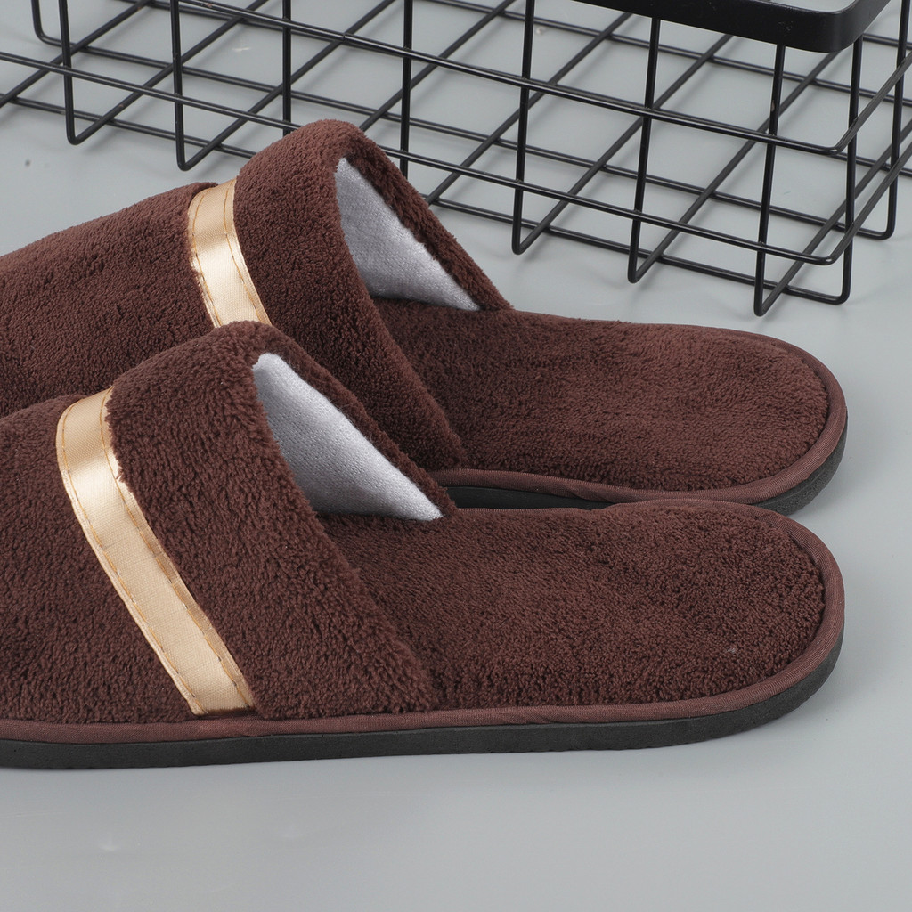 Star Hotel รองเท้าแตะขนแกะปะการังริบบิ้นแบบใช้แล้วทิ้งโรงแรม B & B Home Hospitality กันลื่นสีดํา M3.