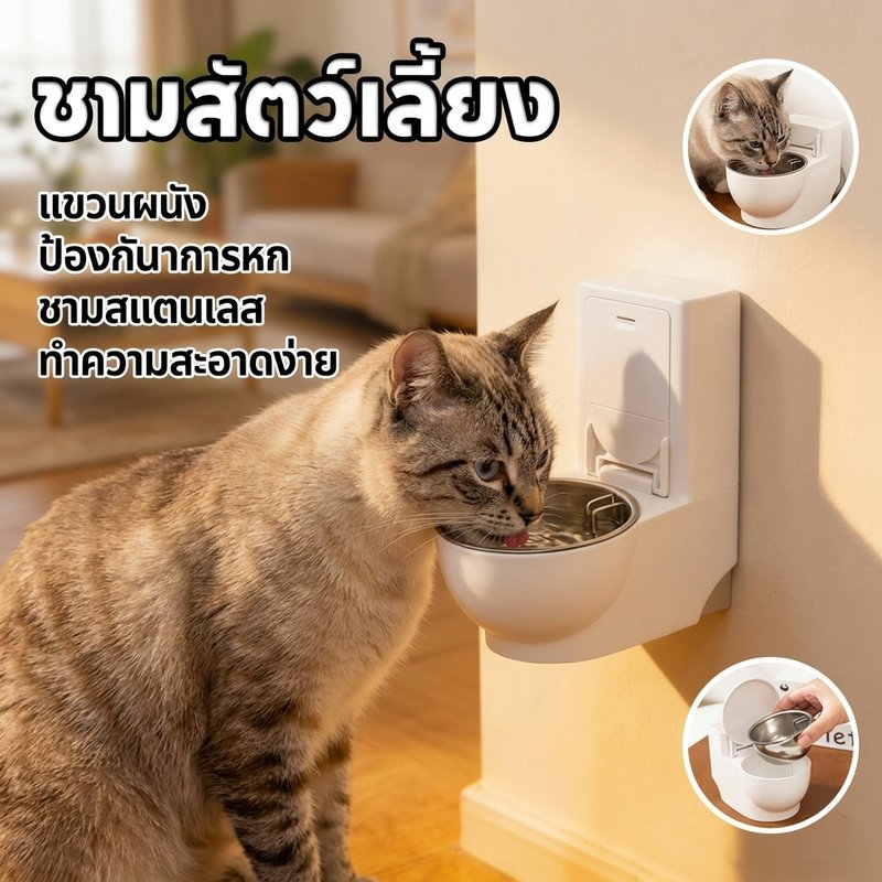 ชามน้ำสัตว์เลี้ยง รูปทรงโถส้วม ปลอดภัยต่อสัตว์เลี้ยง ไม่พลิกคว่ำ สำหรับแมว สุนัข วัสดุคุณภาพสูง