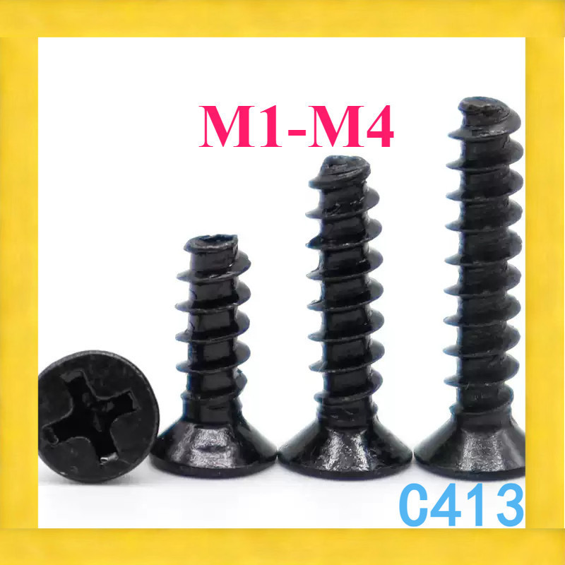 KB cross countersunk head หางแบน self-sting สกรูของเล่นเหล็กคาร์บอนสีดํา, สกรูไฟฟ้า M1-M4AC-MB