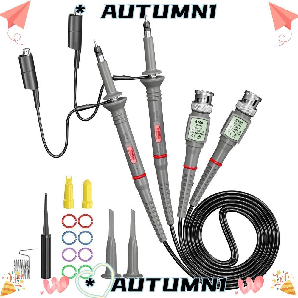 AUTUMN 1/2pcs BNC Oscilloscope Probe, 100MHz P6100 Oscilloscope Probe Kit, สะดวก X1/X10 ความแม่นยําส