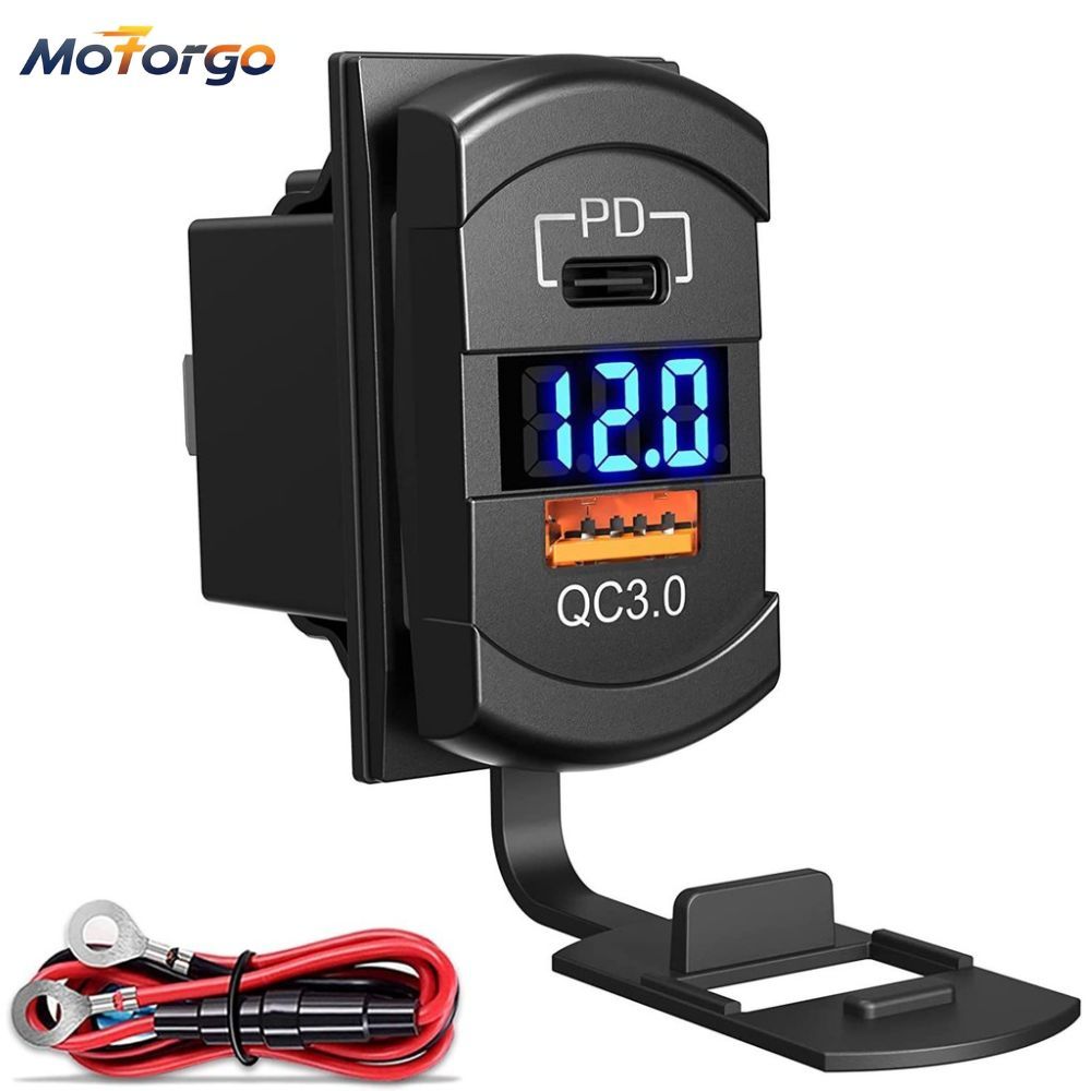 12V/24V Dual Port Fast Car Charger - PD & QC3.0 USB-C Power Adapter สําหรับ Toyota, รถบรรทุก, เรือ, ATV และ Marine ใช้