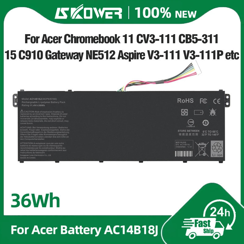แบตเตอรี่แล็ปท็อป 11.1V AC14B18J ใหม่ สำหรับ Acer Aspire E3-721 E5-771 E5-771G ES1-311 511 V3-111 Ch