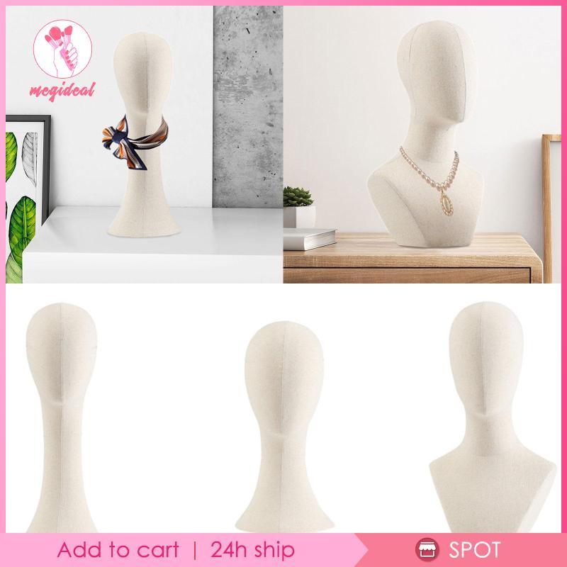 [MEGIDEAL] วิกผมหมวกหมวกยืนแสดง,หัว Manikin,จอแสดงผลจัดแต่งทรงผมหูฟังชั้นวางผ้าลินินผู้ถือวิกผมชั้นเก็บหมวกสําหรับฮาโลวีน