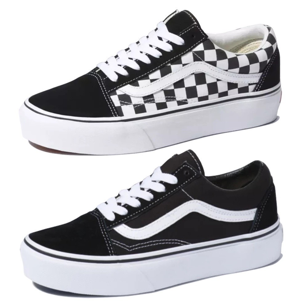 จัดส่งในวันเดียวกันShipmentRealVans รองเท้าผ้าใบ Old Skool Platform / Checkerboard Old Skool Platfor