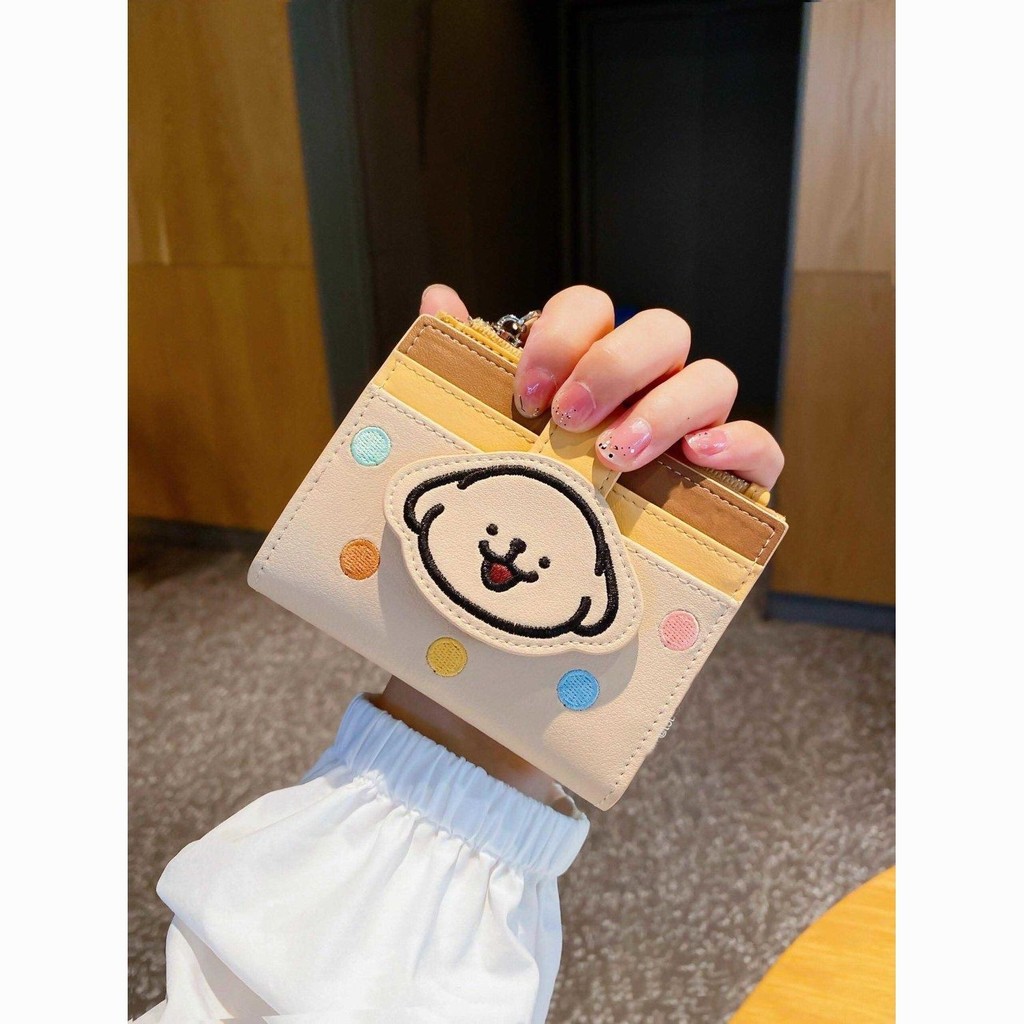 Line Puppy Coin Purse กระเป๋าเงินเหรียญและบัตรขนาดเล็ก พกพาสะดวก