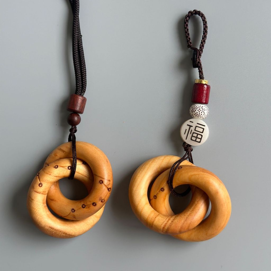 สินค้าใหม่พร้อมสต็อก Natural Lightning Strike Peach Wood Qiankun Circle Seven Star Yin Yang Ring จี้