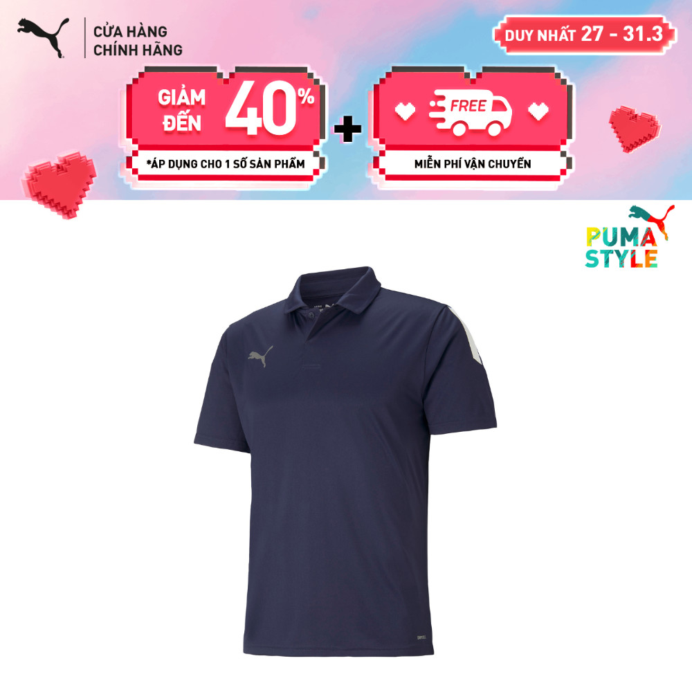 PUMA Mens teammELA Sideline Polo Peacoat-White Blue