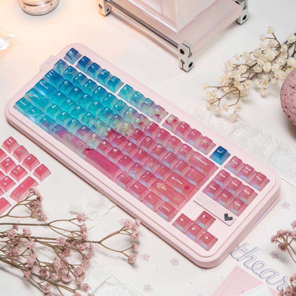 Longcheng Pink Ocean Keycap 119 Key Fog โปร่งแสงโรงงานเดิมความสูง Adapt Mechanical Keyboard Keycap h