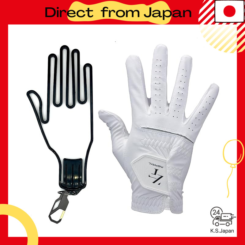 [ZEROFIT] InspiRize Glove & Glove Hanger Set / Golf Glove Golf Wear Non-Slip Grip (White, 25cm, Righ