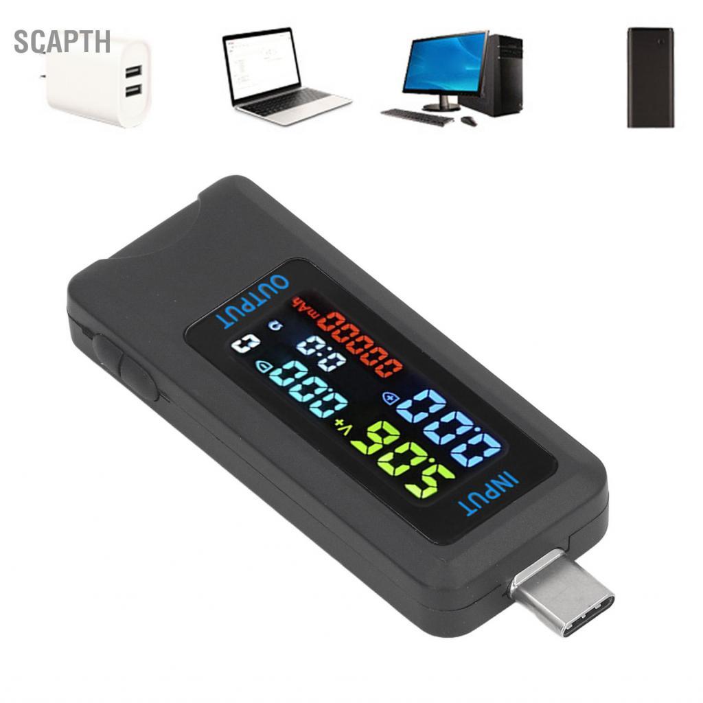 Scapth TYPE C Power Meter แรงดันไฟฟ้า Current Real Time Detection 0-5A 0-8A 5-36V สำหรับ Bank
