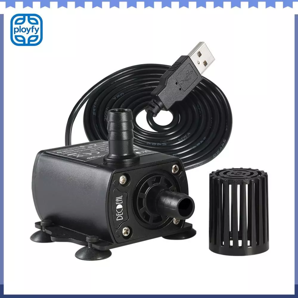 Ployfy USB DC5V 4.8W Ultra-Quiet Mini Brushless ปั๊มน้ำกันน้ำ Submersible Fountain Aquarium หมุนเวียน 300L/H ยก 300 ซม.