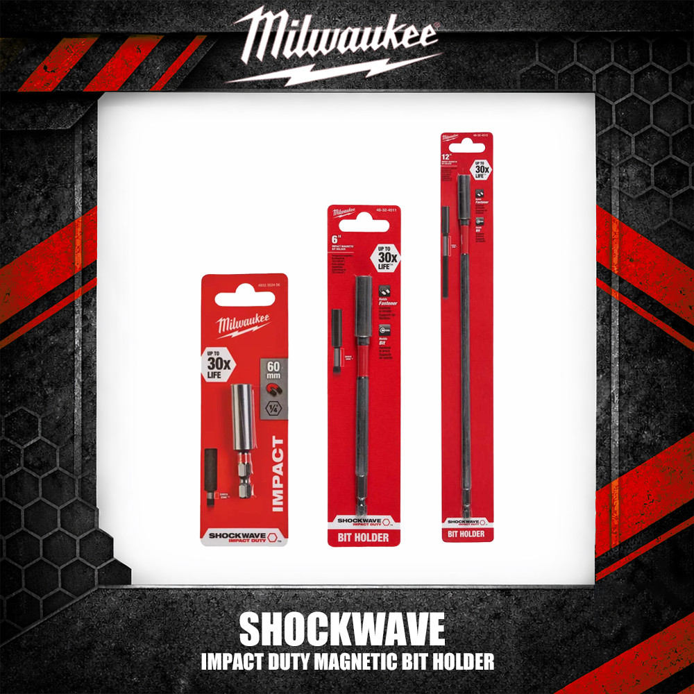 มิลวอกี 4932352406/48-32-4511/48-32-4512 SHOCKWAVE Impact Duty Magnetic Bit Holder อุปกรณ์เครื่องมือ