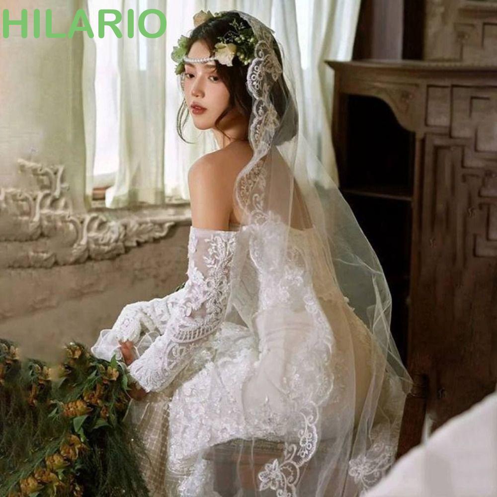 ผ้าคลุมหน้าเจ้าสาว HILARIO สไตล์ดอกไม้บน Tulle ยาวและนุ่ม สินค้าใหม่สำหรับวันสำคัญ
