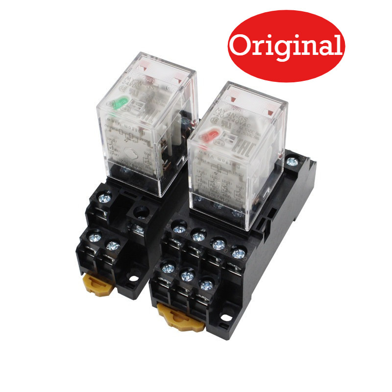 รีเลย์ Omron MY2N-GS MY2N-GS-R MY4N-GS AC220V 12V 8/14 ฐานเท้า PYFZ-14-E PYFZ-08-E