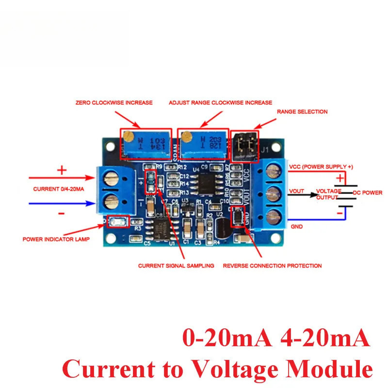 2 ชิ้น/1 PC 0 ถึง 20mA/40mA ถึง 0-3.3V 0-5 V 0-10 V Current to แรงดันไฟฟ้า Converter สัญญาณโมดูลแปลง