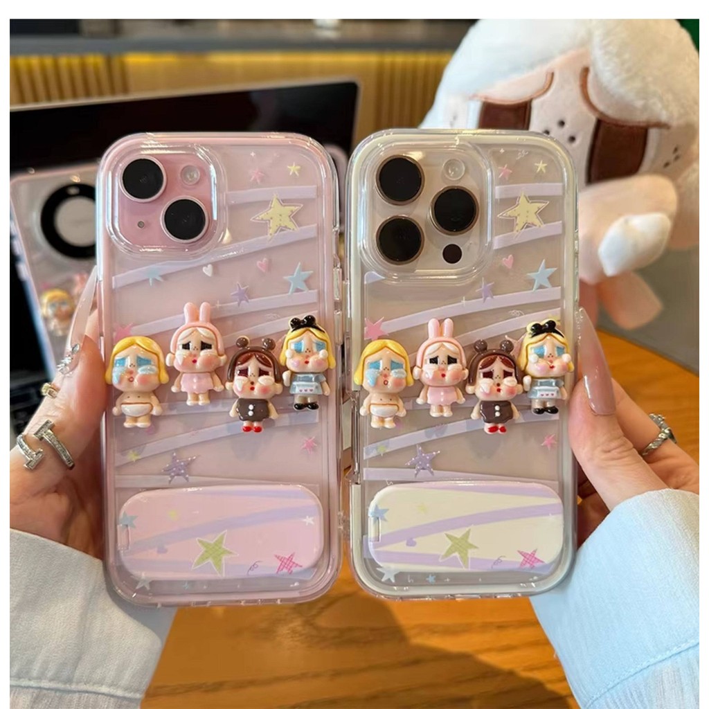 น่ารัก 3ง การ์ตูนตุ๊กตา ทีพียู เคสโทรศัพท์พร้อมขาตั้งสําหรับ ไอโฟน 17 16 15 14 13 12 11 มือโปร สูงสุด - กันกระแทกกันฝุ่นกันรอยขีดข่วนใสนุ่มครอบค