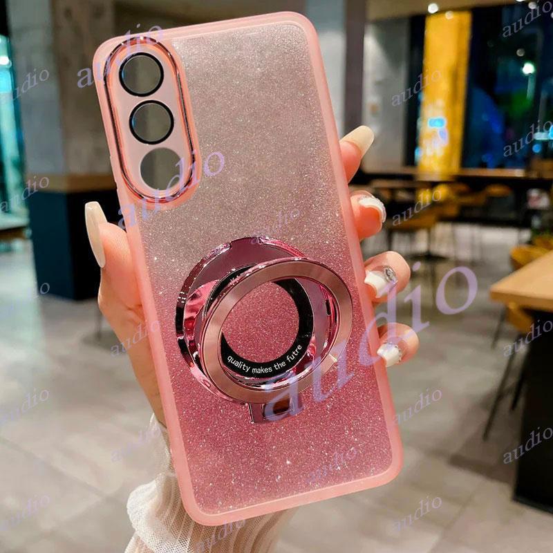 Vivo V70 FE 5G CDรูปแบบGlitter Magnetic Bracketเคสโทรศัพท์สําหรับVivo V70 FE Lite V70FE VivoV70 FE 5G 2026 Fullกล้องป้องกันฟิล์มGlitterเคสโทรศัพท์พร้อมแหวนนิ้ววงเล็บ