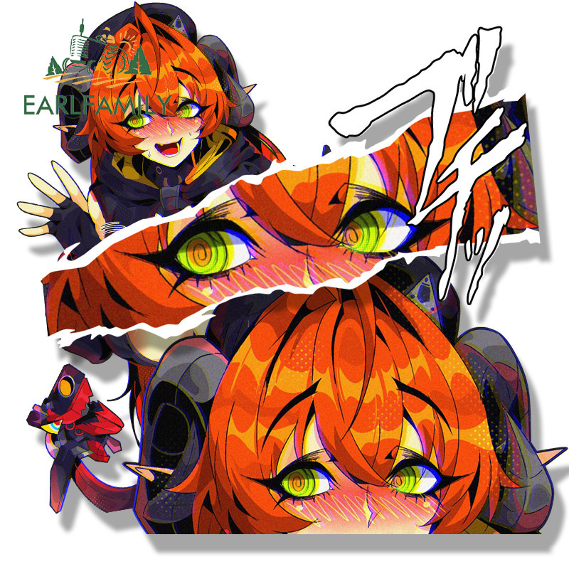EARLFAMILY Ahegao OrphieMagus Fanart สติกเกอร์รถเกมร้อน Zzero Chibi หัวโตรูปลอก Peek สาว Graffiti Gothic Punk สติกเกอร์เหมาะสําหรับรถจักรยานยนต์ Windows Trunk
