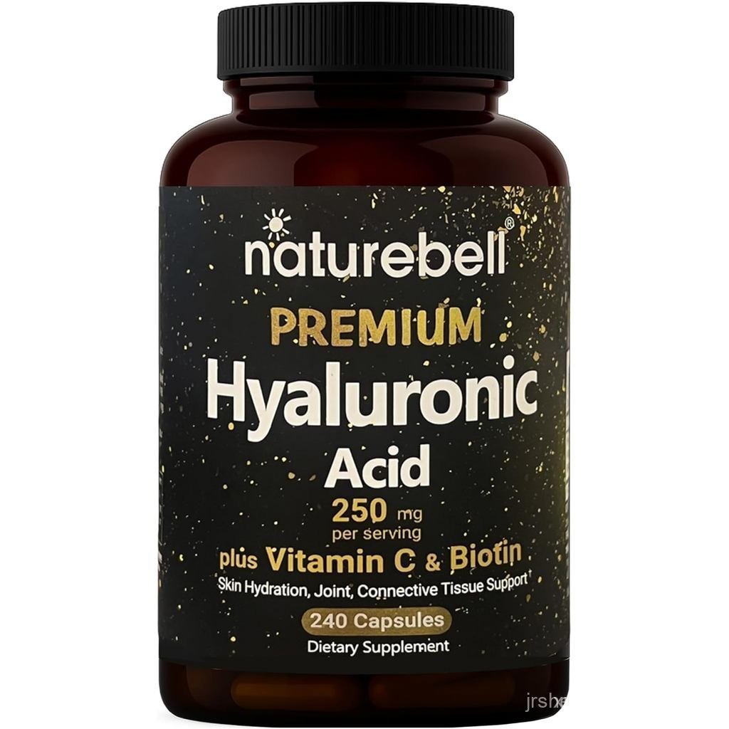 NatureBell อาหารเสริมกรดไฮยาลูโรนิก 250มก | 240 แคปซูล พร้อม Biotin 5000mcg & Vitamin C 25mg รองรับ 