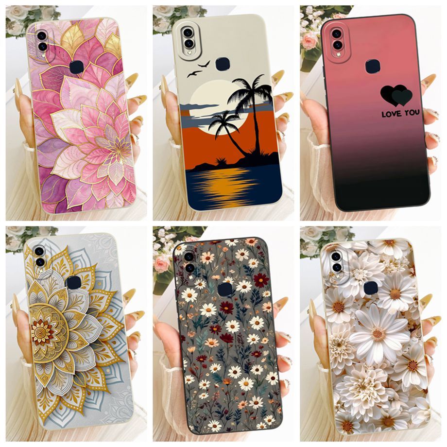 เคสโทรศัพท์สําหรับVivo V9 1723 Y 85 V 29 เยาวชน 1726 1727 กรณี 6.3 นุ่มหรูหราดอกไม้Matteซิลิโคนปกหลั