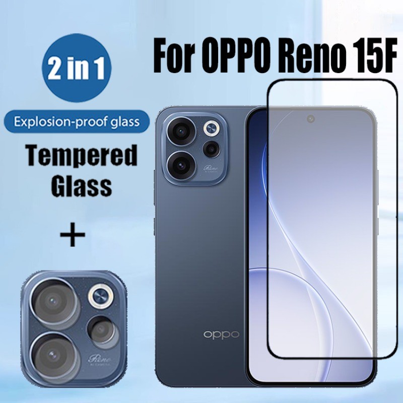 2 In 1 ฟิล์ม ฟิล์มกระจก OPPO A6s 5G อัพเกรดใหม่ HD กระจกนิรภัยป้องกันหน้าจอป้องกันสําหรับ OPPO Reno 15 14 15F 14F A6t A6x A6s Pro 4G 5G กล้องเลนส์ฟิล์ม