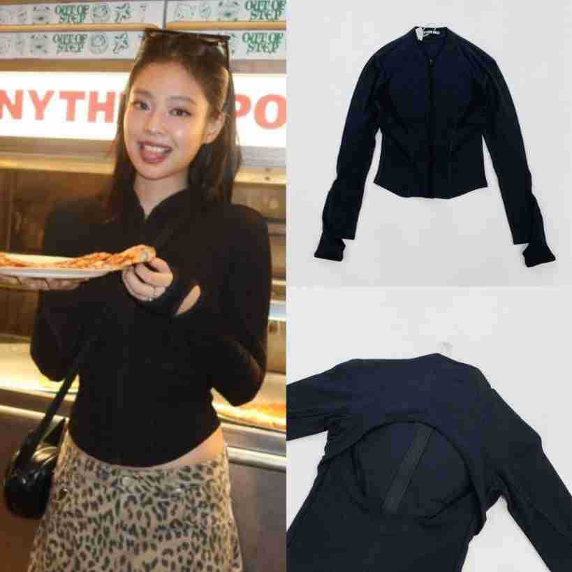 [SR-STUDIO] HYEIN SEO 2025 jennie Same Style Slim-fit Stand Collar Zipper Halter Top FOIH