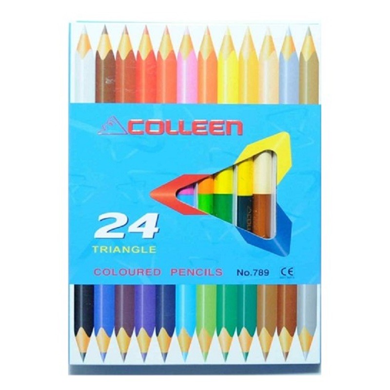 COLLEEN สีไม้คอลลีน 2 หัว จำนวน 12 แท่ง 24 สี (ด้ามสามเหลี่ยม)