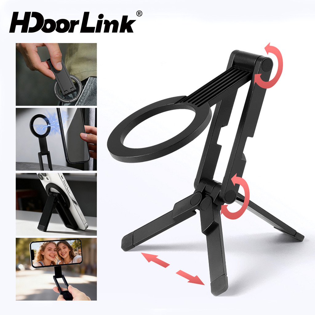 HdoorLink ขาตั้งกล้องโทรศัพท์แม่เหล็กแบบพับได้ 0.8 ซม. แม่เหล็กสองด้านบางเฉียบขาตั้งโทรศัพท์สําหรับเดสก์ท็อปขาตั้ง Livestreaming Vlog