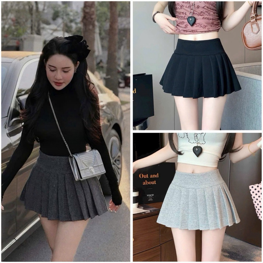 CV DA - QC Autumn Winter Ruffled Pleated Skirt (พร้อมกางเกงด้านใน) - Mac tennis evening Skirt QCCL1-
