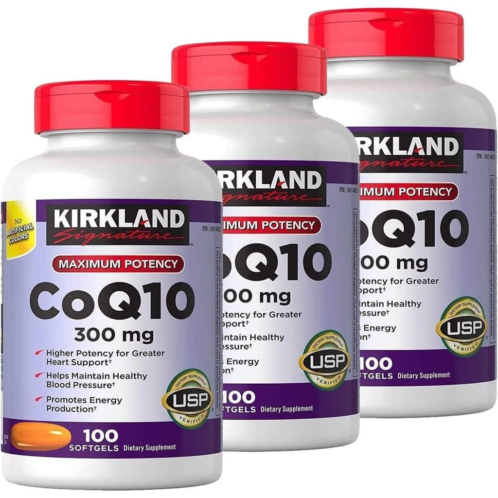 Kirkland Signature Coenzyme Q10 300mg,100Grain Soft Capsules(3Bag)