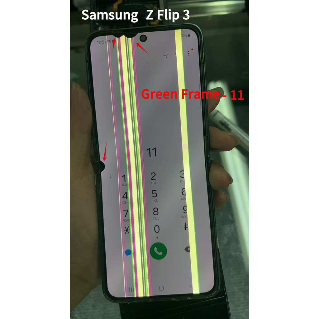 6.7 นิ้ว super amoled รอยขีดข่วน dot line สําหรับ samsung Z Flip 3 F711 จอแสดงผล LCD Touch Screen As