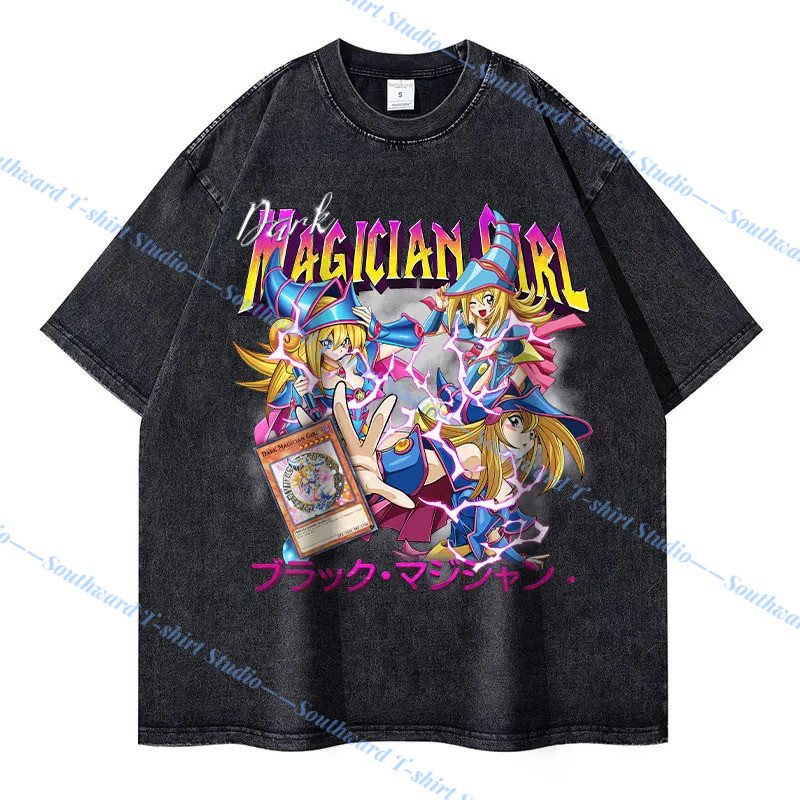 เสื้อยืดอะนิเมะ Yu-Gi-Oh! ผ้าฝ้ายแท้ สีดำ แบบวินเทจ-retro และสไตล์Hip-Hop คุณภาพสูง