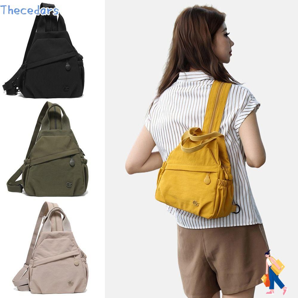 กระเป๋าเป้สะพายหลังผู้หญิง ทำจากผ้าไนลอน น้ำหนักเบาทอง multifunctional พร้อมซิปกันน้ำ ใช้ประจำวันและเดินทาง