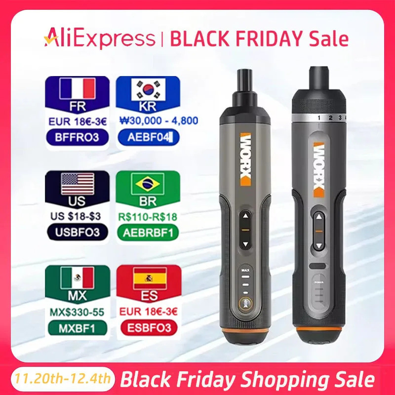 Worx 4V มินิไขควงไฟฟ้าชุด WX242 WX241 WX240 สมาร์ทไขควงไฟฟ้าไร้สาย USB ชาร์จมือเจาะเครื่องมือ