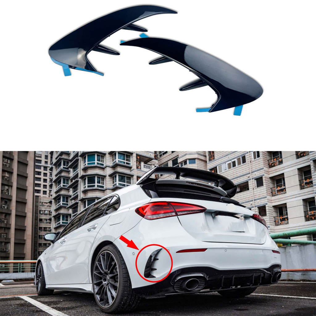 ABS สีดําด้านหลังกันชนลมมีด Fin 2 ชิ้นสําหรับ 2019 Benz A Class AMG A180 A200