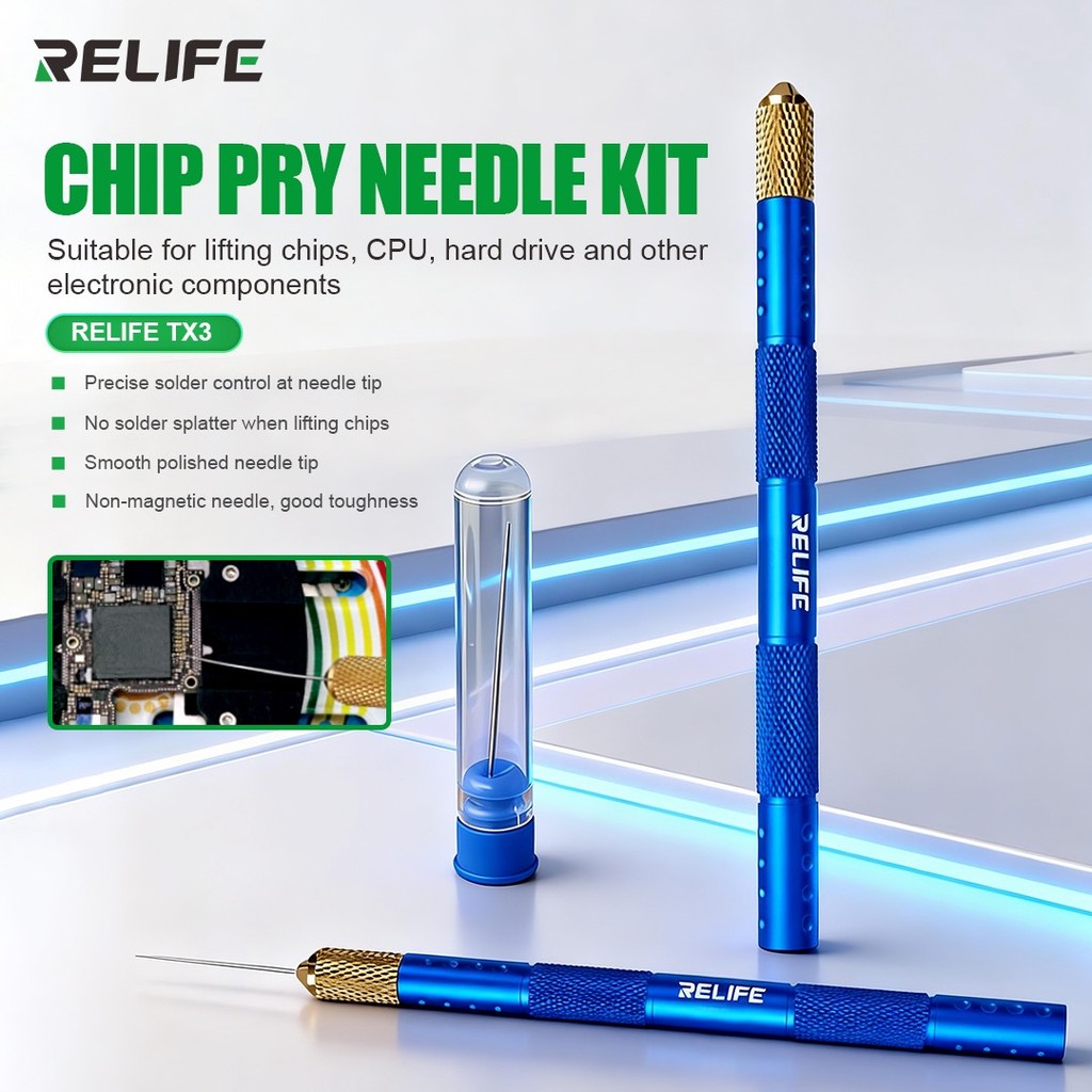 ชุดเข็มงัดชิปความแม่นยำสูง RELIFE RL-TX3 ทนทานต่อการสึกหรอและไม่เป็นแม่เหล็ก สำหรับซ่อมแผงวงจรพิมพ์ (PCB)