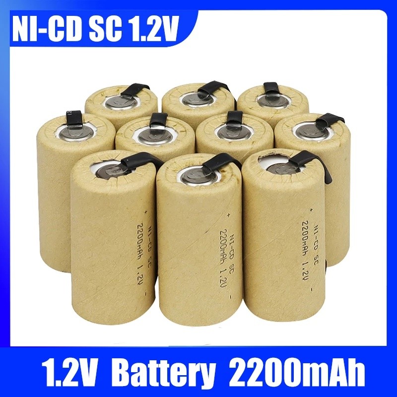 1-20pcs สว่านไฟฟ้าไขควง SC แบตเตอรี่ 1.2V 2200mah Sub C ni-cd แบตเตอรี่ชาร์จพร้อม tab เครื่องมือไฟฟ้า NiCd SUBC เซลล์