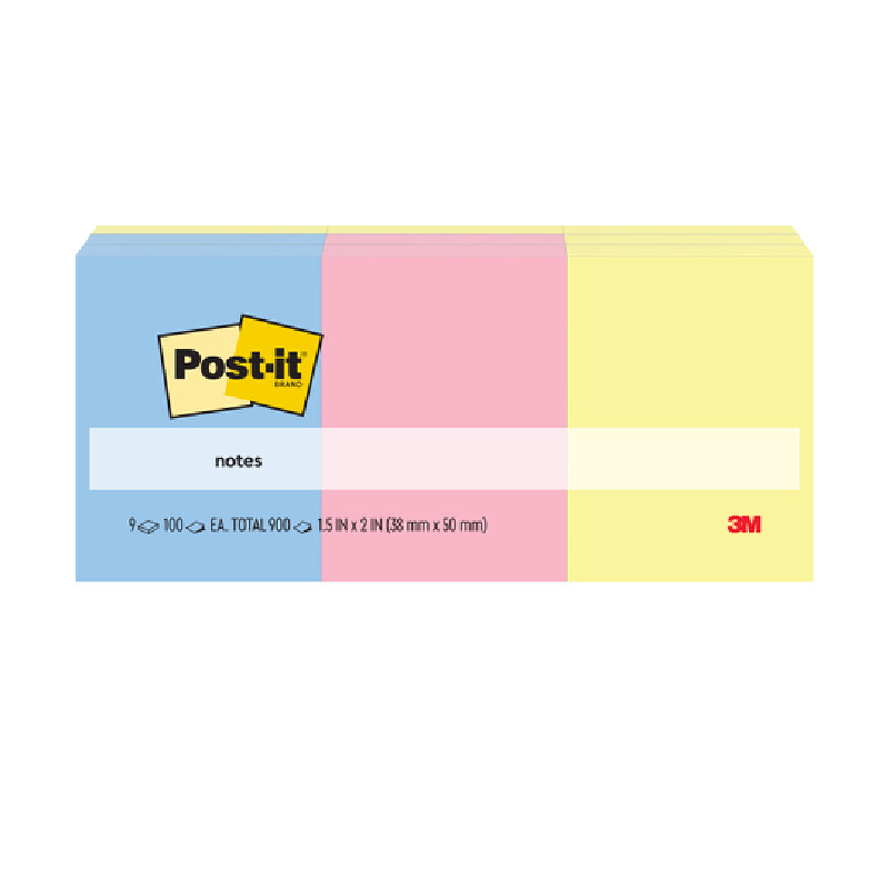 POST-IT กระดาษโน้ต (Notes) รุ่น 653-9ASST คละสี 1.5x2 (แพ็ค9เล่ม)