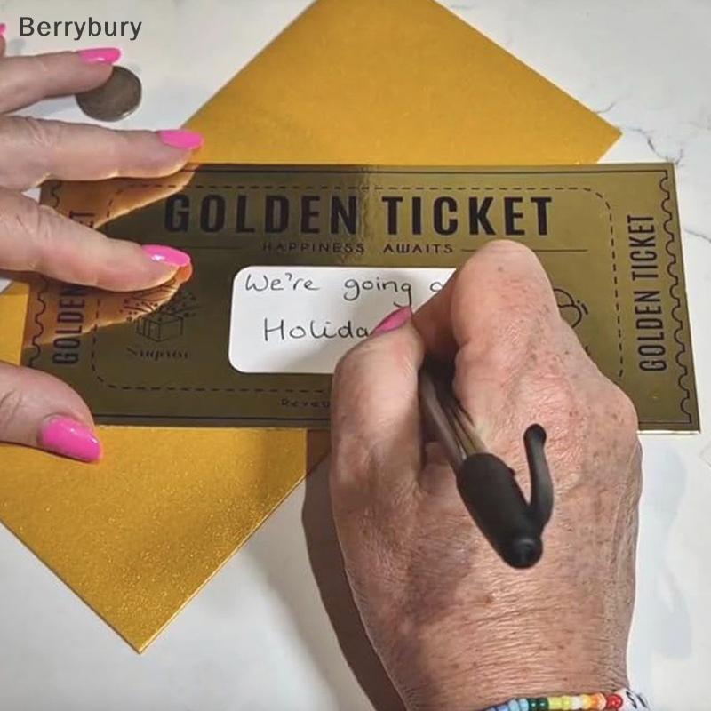 Berrybury 1 ชุด Deluxe Golden Tiet Surprise Off การ์ดคริสต์มาส Surprise เปิดเผยการ์ด Off Tiet Surpri