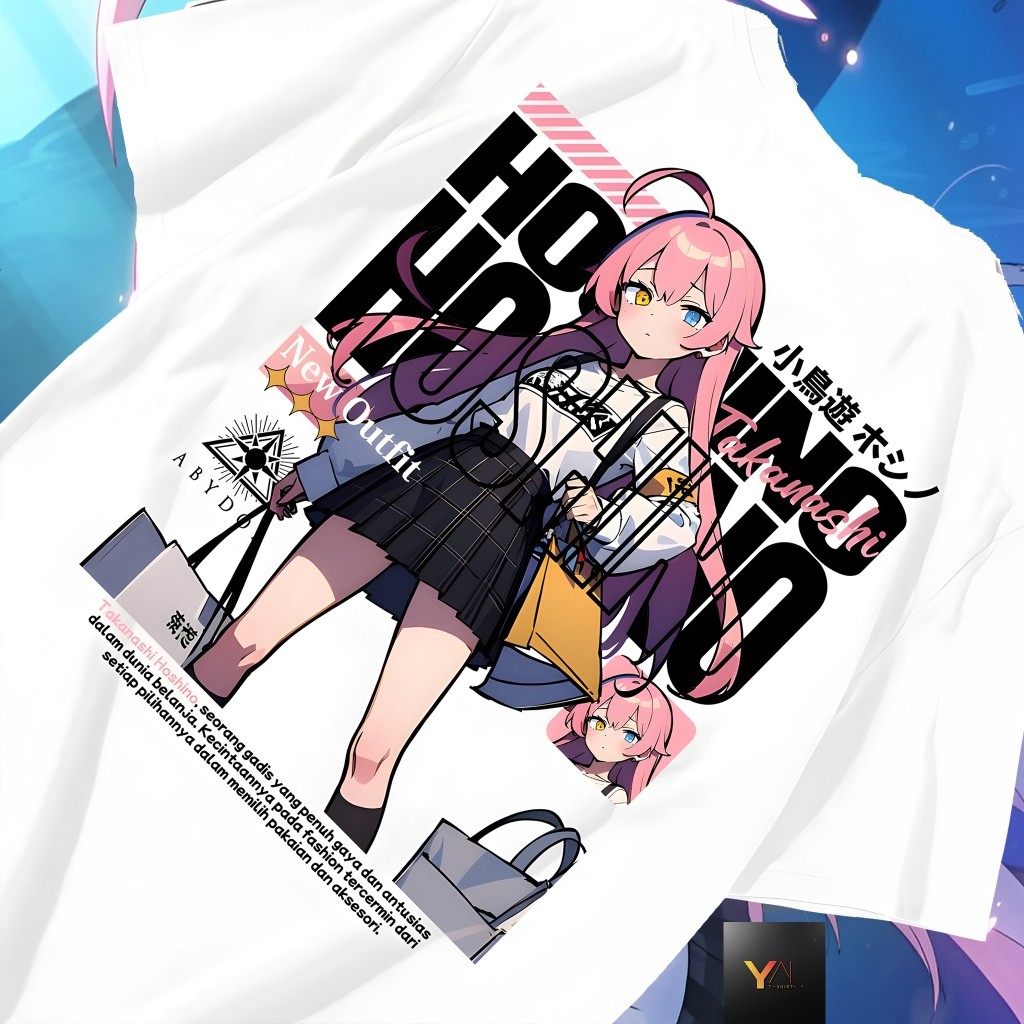 TAKASHI HOSHINO BLUE ARCHIVE SHOPPING เสื้อยืด - เสื้อยืด DISTRO ของผู้ชายและผู้หญิง ANIME & GAME BL