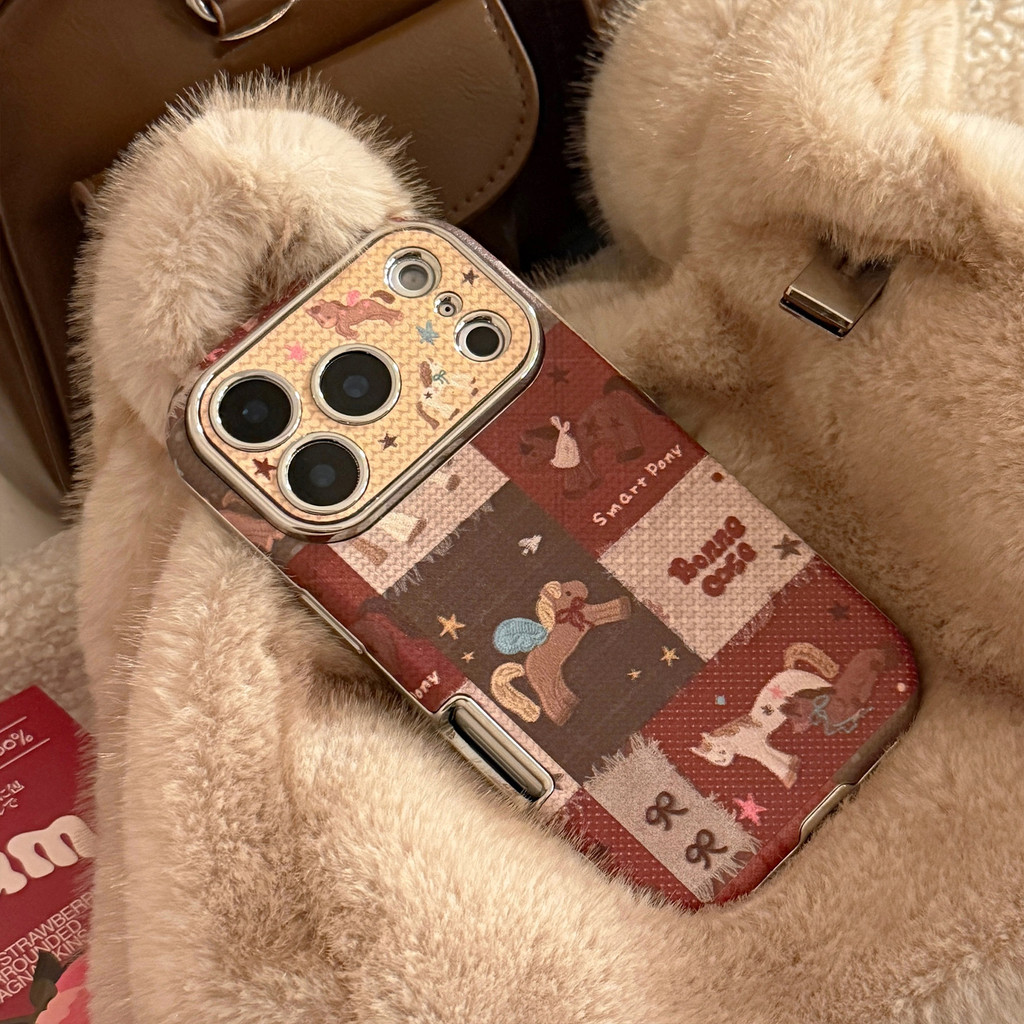 การ์ตูนปีใหม่รูปแบบม้าเคลือบด้วยไฟฟ้าเงิน TPU กรอบสําหรับ iphone 11 12 13 14 15 16 17 pro max กรณี - รูปที่ 5