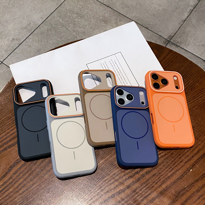 สีชน พีซี เคสแข็งแม่เหล็กสําหรับ ไอโฟน 11 12 13 14 15 16 17 มือโปร สูงสุด บวก ออกแบบอย่างน้อยที่สุดผิวเคลือบเคสโทรศัพท์แม่เหล็กสําหรับ ไอโฟน17 กรณีฝา