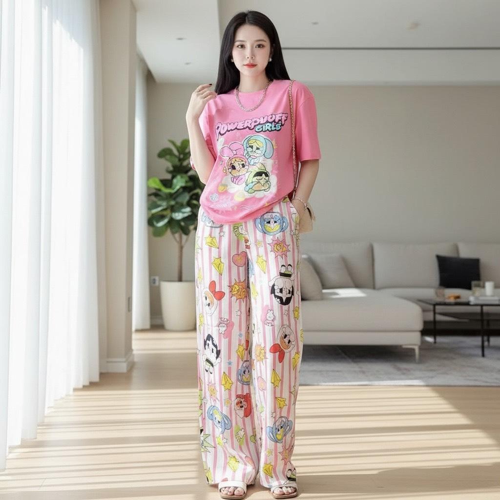 Mayura Stores No.C2553 ชุดเซ็ท2ชิ้น เสื้อ+กางเกง (powerpuff) กางเกงแต่งแถบ เสื้อผ้าแฟชั่น - รูปที่ 3