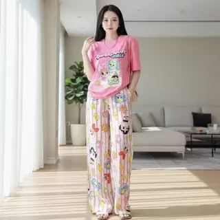 Mayura Stores No.C2553 ชุดเซ็ท2ชิ้น เสื้อ+กางเกง (powerpuff) กางเกงแต่งแถบ เสื้อผ้าแฟชั่น