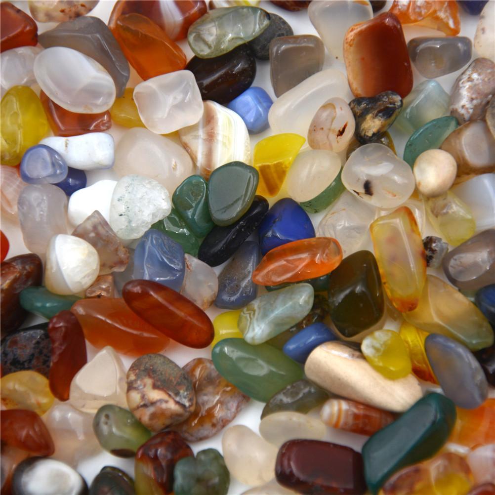 [fashionapple] 50g คละสีธรรมชาติ Tumbled Agate Stone อัญมณีหินประมาณ 10 มม.ไม่สม่ําเสมอสต็อกใหม่