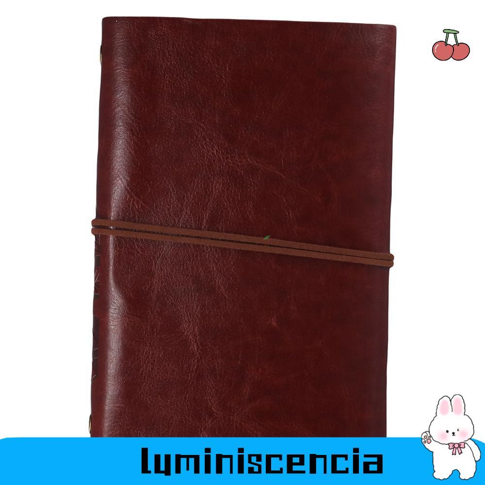 LUMINESCIA Journal Sketchbook, Leaf PU Leather Travelers Notebook, Creative Hand Account Book Home