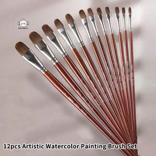 {maybest} 12 ชิ้น/เซ็ตคุณภาพสูง Weasel ภาพวาดแปรง Hazel Shap…