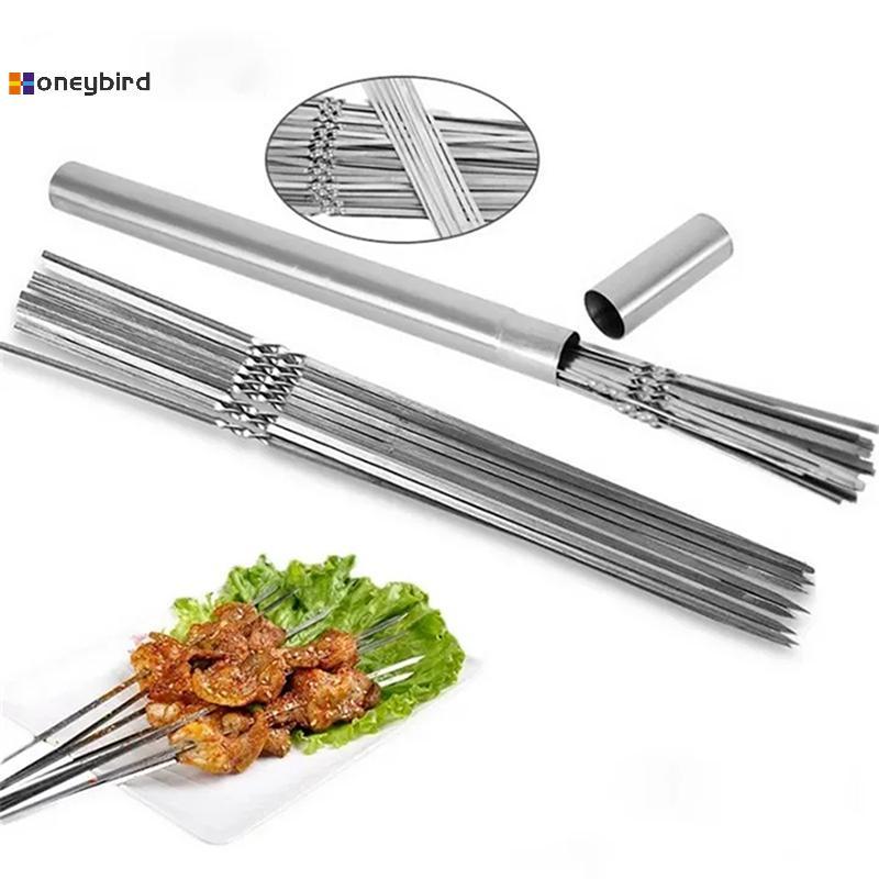 Kaleidoscope 50 ชิ้นสแตนเลสบาร์บีคิว Skewer Reusable BBQ Skewers Kebab Iron Sti สําหรับกลางแจ้ง Camping Picnic เครื่องมือทําอาหารเครื่องมือ