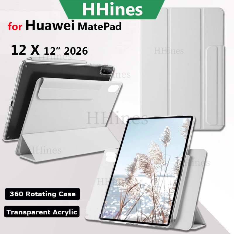 HHinesสําหรับHuawei Matepad 12 X 12X 12 "2026 Pro 12.2 2025 Air 12 2024 11.5 นิ้วS SE 11 นิ้ว 11 2023 2021 ที่ถอดออกได้Tri-พับแม่เหล็กSeperation 360° เคสขาตั้งหมุนได้