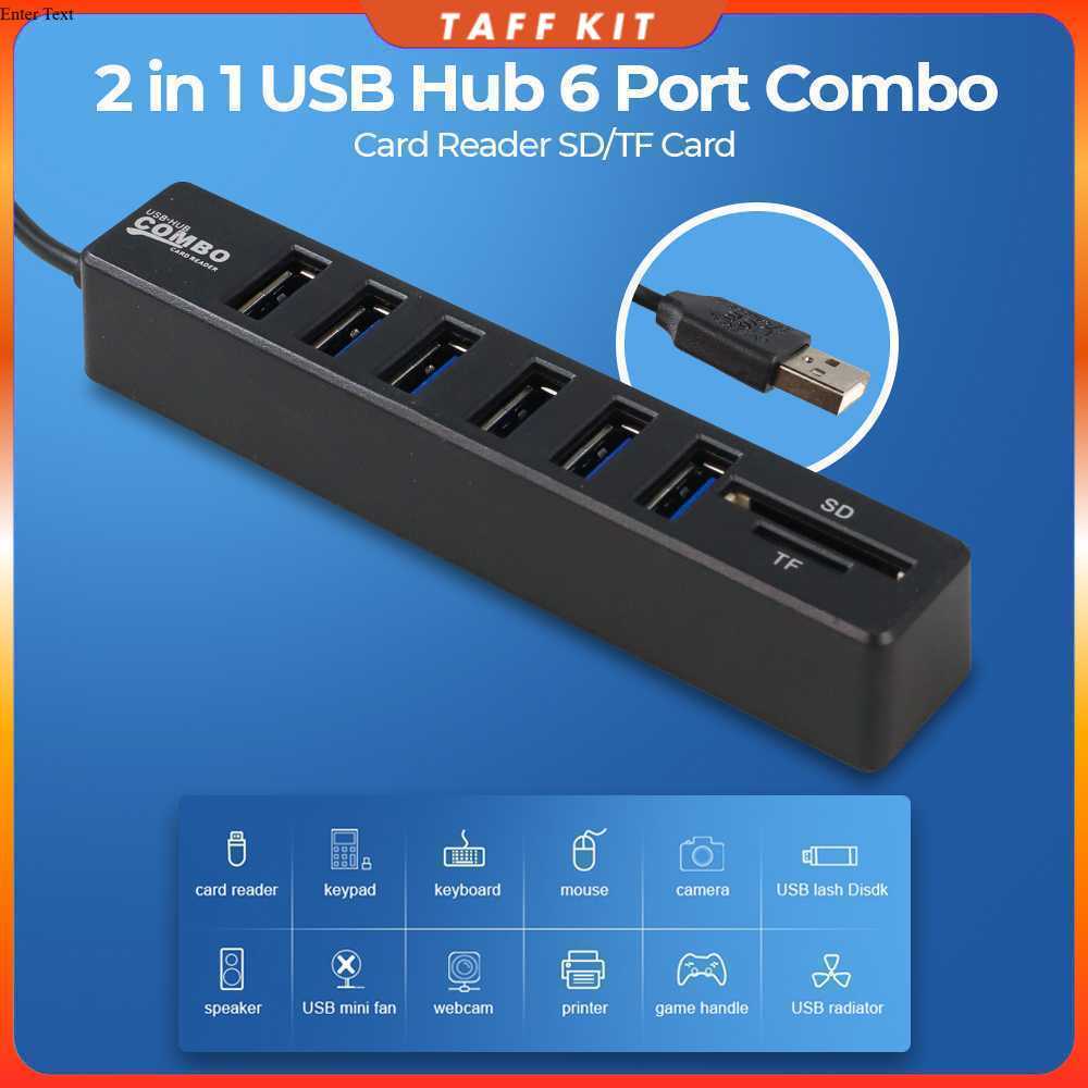 เครื่องอ่านการ์ด 8in1 USB 2.0 USB Hub USB 2.0 MicroSD SD TF Card - CB220602